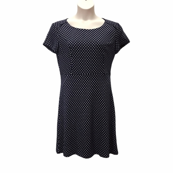 Suzanne Betro Navy Blue Polka Dot A-Line Dress - Picture 1 of 7
